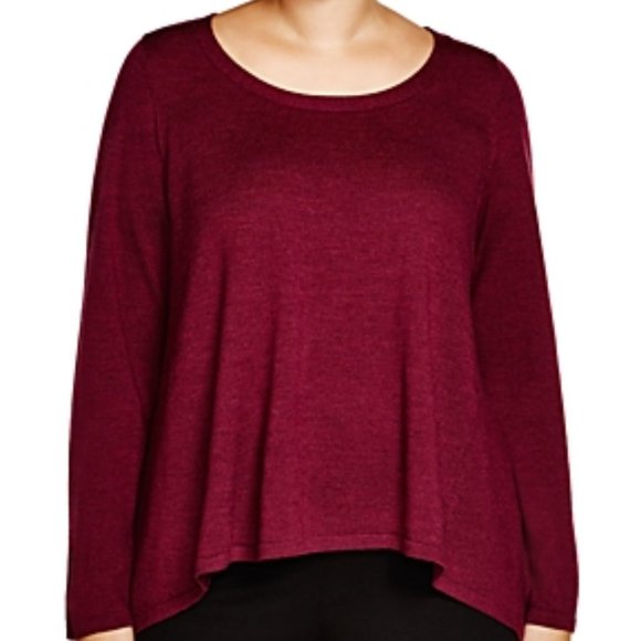 NWT Eileen Fisher Rumberry Bateau Neck Merino Wool Boxy Knit Top Blouse